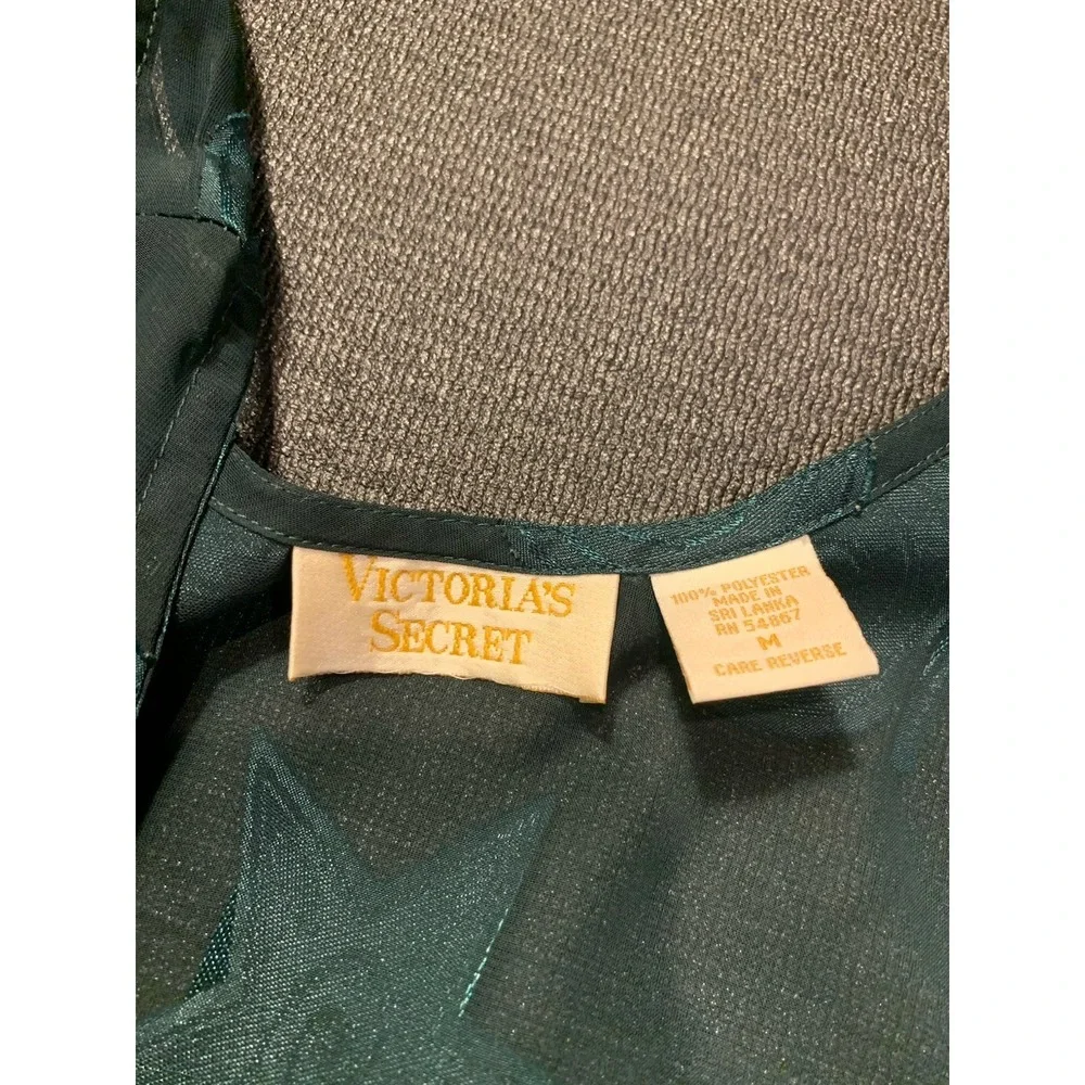 Victoria Secret Gold Label Sheer Pajamas Set Size Medium Green Geometric Vintage